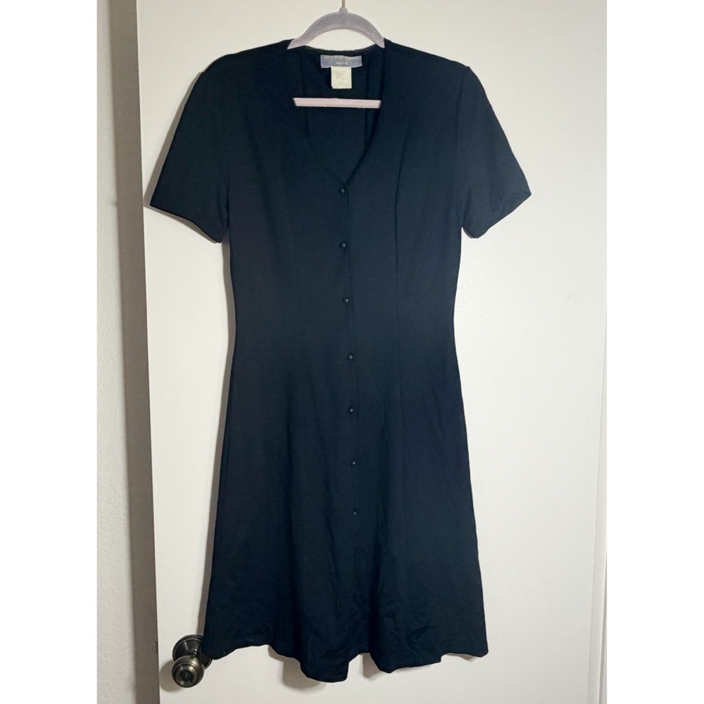 Chic Black Button-Front Midi Dress